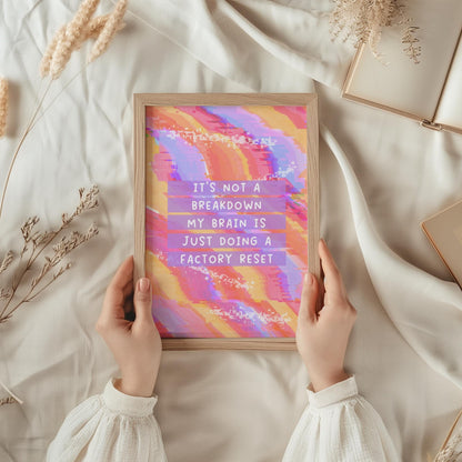 Funny Breakdown Print | Funny anxiety print, funny mental health print, funny mental health wall art, funny mentally unstable print