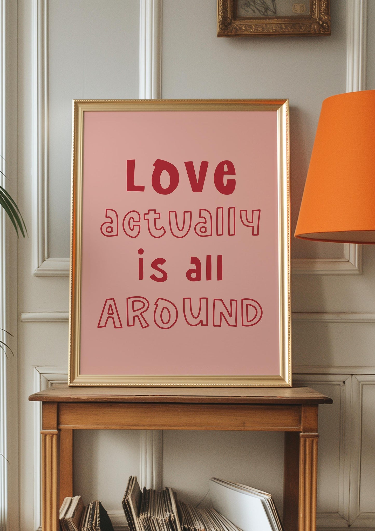 Love Actually Is All Around Print | Heart Valentine Trendy Retro Love Heart Illustration, Modern Kitchen Art, Love You More Print, Cutesy