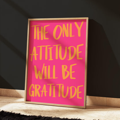 Bold Pink and Orange Gratitude Wall Art Print | Hot Pink Wall Art, Bright Colourful Dopamine Print, Colourful Gratitude Print, Positive Art