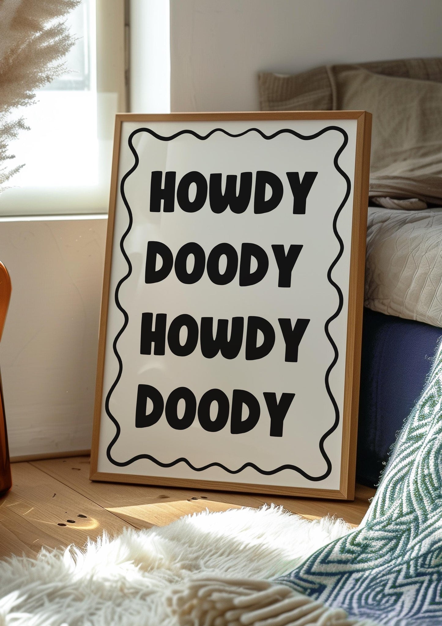 Howdy Doody Typography Print | Howdy Wall Art, Black White Howdy Print, Monochrome Howdy Wall Art, Howdy Welcome Wall Art Hallway Prints