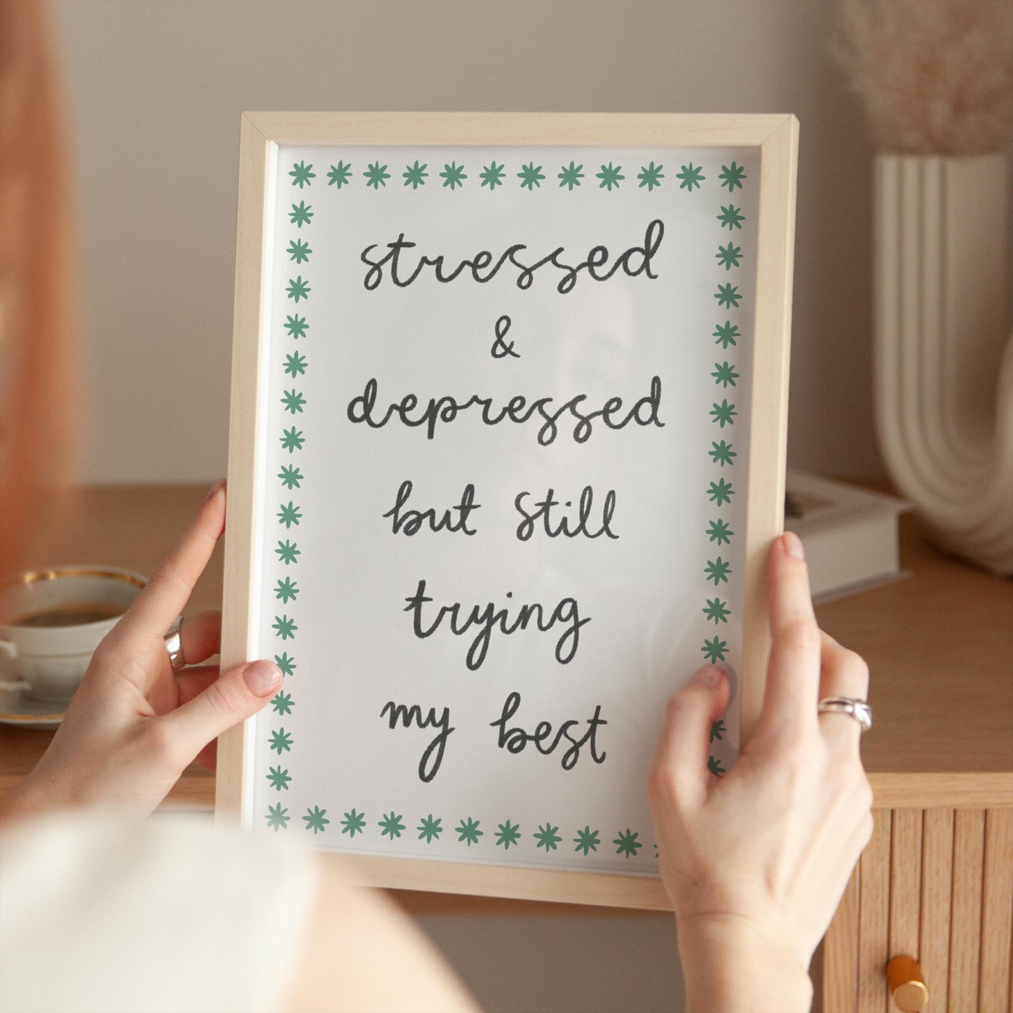 Trying My Best Funny Funny Office Print | Mental Health Prints, Motivational Prints, Trendy Office Print, Funny Anxiety Prints, Office Art