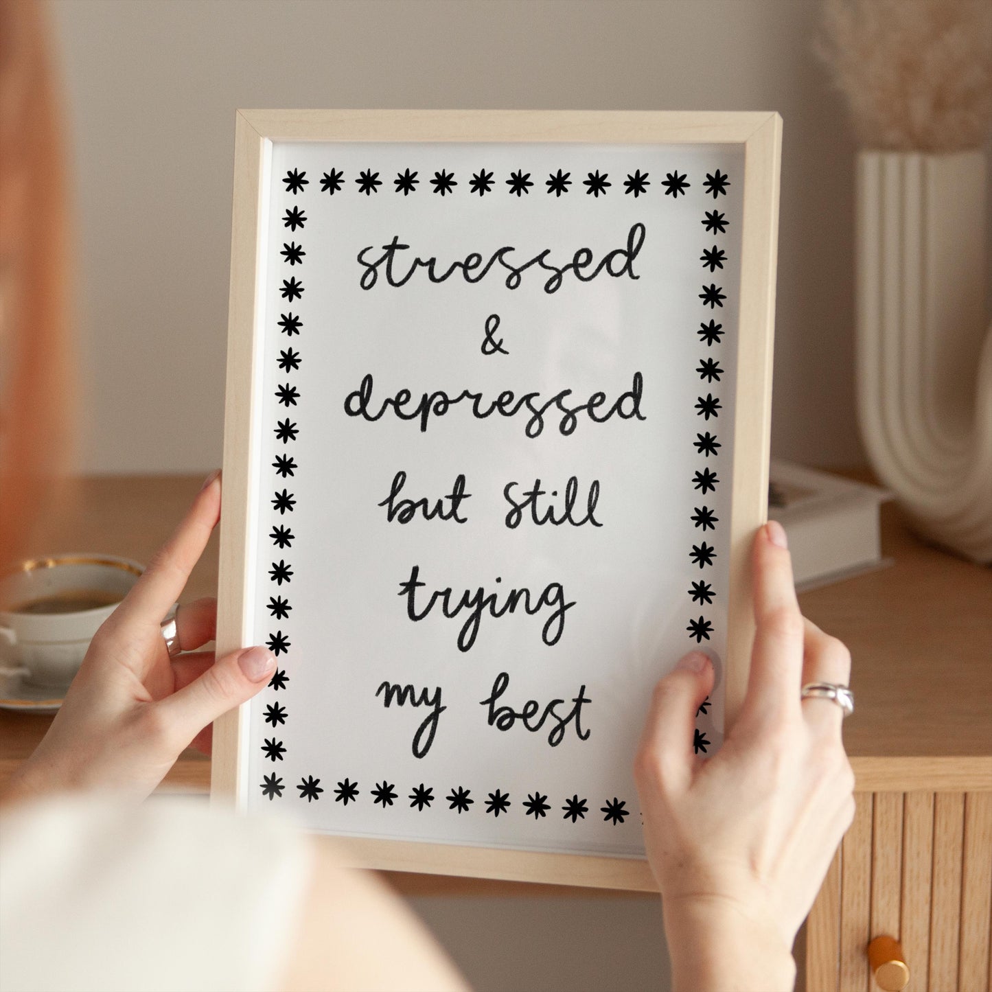 Trying My Best Black and White Funny Office Print | Mental Health Print, Motivational Prints, Trendy Office Print, Anxiety Print, Office Art