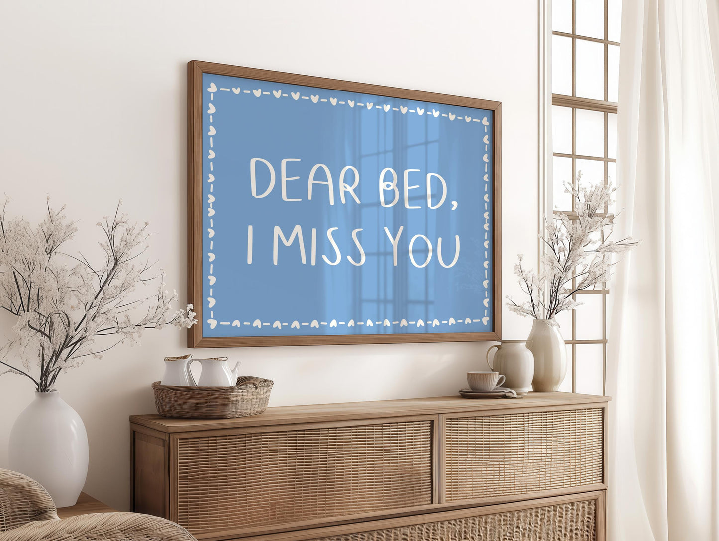 Miss My Bed Bedroom Print | Cute Blue Bedroom Prints, Cute Wall Art for Bedroom, Blue Bedroom Decor, Girly Bedroom Print, Nap Lover Prints