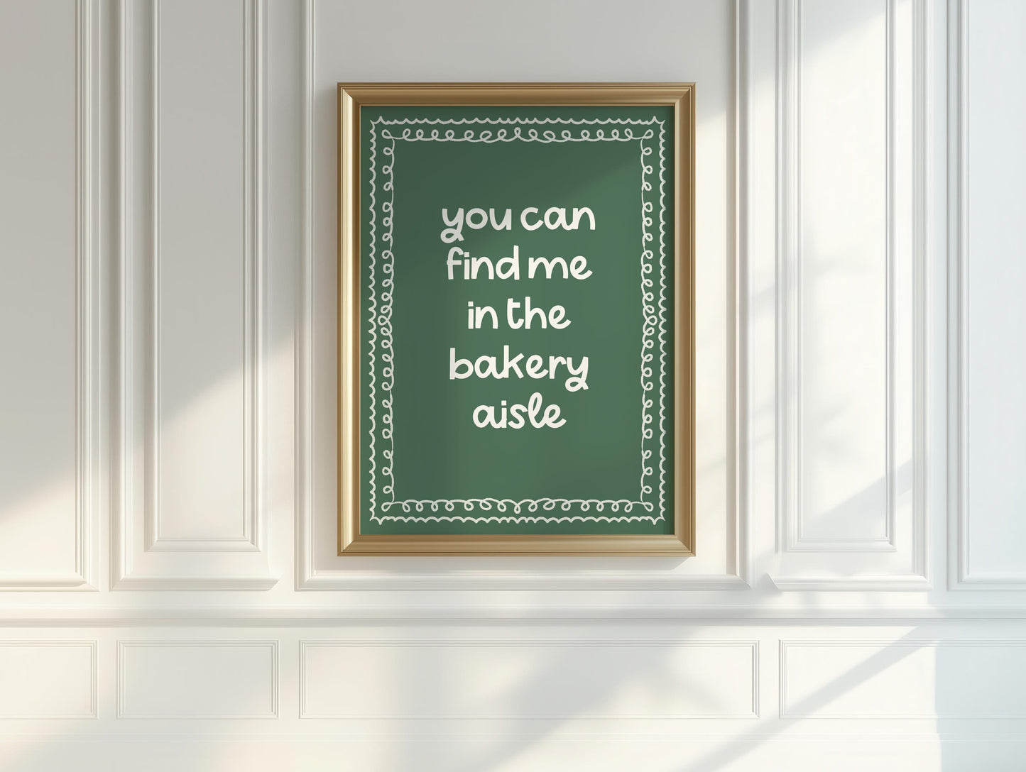 Find Me In The Bakery Aisle Print | Bakery Print, Cute Baking Print, Cute Kitchen Print, Cute Kitchen Quote, Sage Kitchen, Green Kitchen Art
