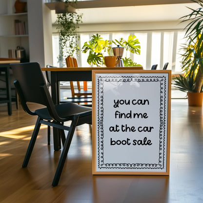 Find Me At The Car Boot Print | Funny Car Boot Sale Print, Thrift Lover Print, Thrifting Print, Vinted Art, Vintage Lover Print, Car boot