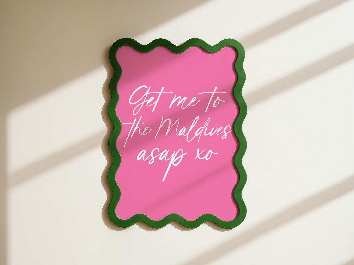 Get Me To The Maldives Pink and White Print | Pink Travel Prints, Girly Travel Print, Bora Bora Print, Maldives Wall Art, For Travel Lovers