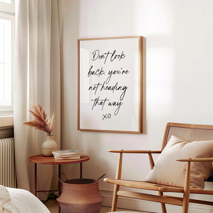 Don't Look Back Print | Stop Looking Back Print, Quote Print, Quote Wall Art, Quote Gift Idea, Print for the Home, Office Decor for Women