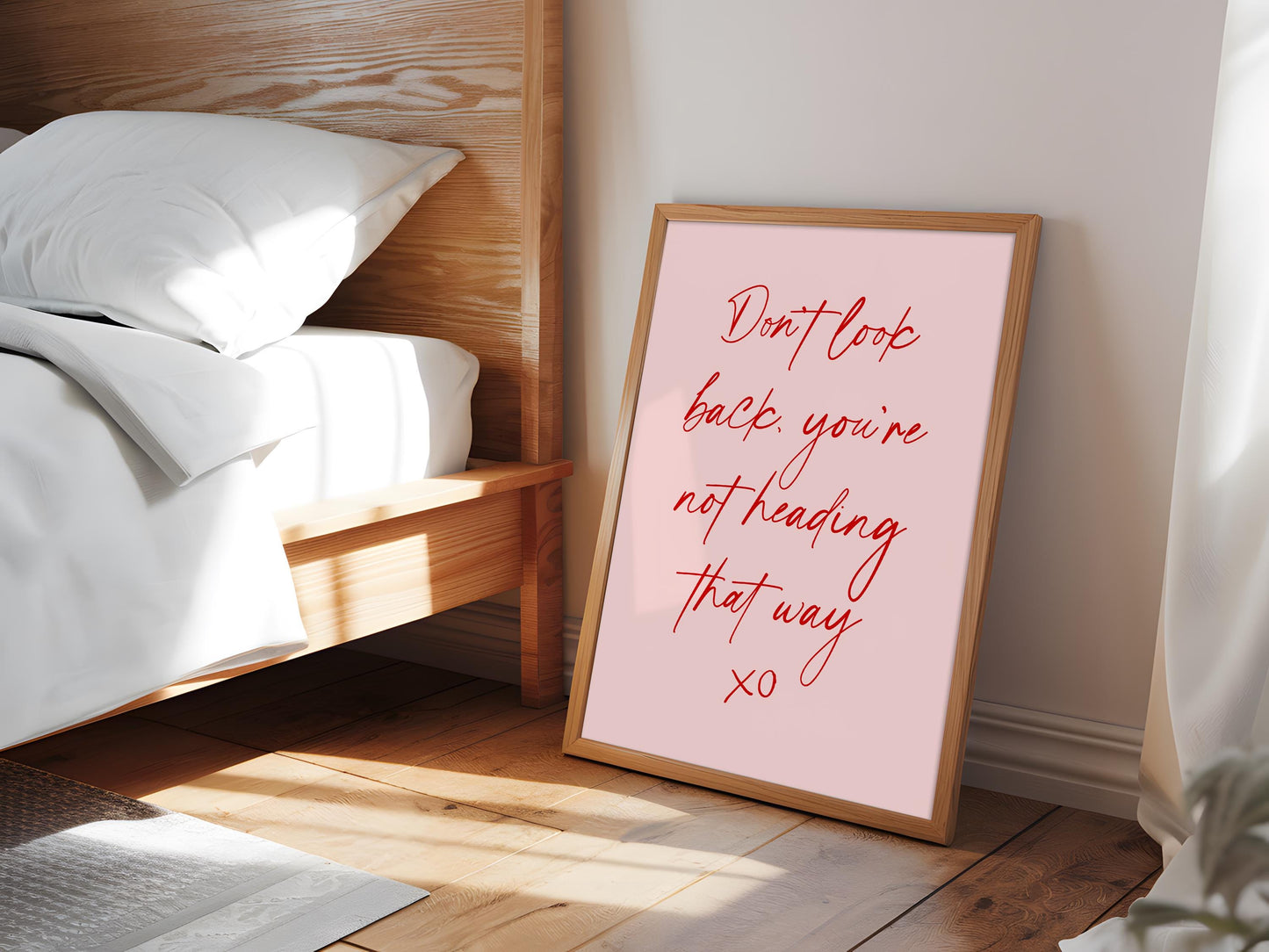 Don't Look Back You're Not Heading That Way Print | Pink and Red Preppy Print, Pink Inspirational Print, Pink Motivational Print, Pink Quote