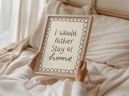 I would rather stay home print | Cute bedroom prints, boho living room prints, aesthetic boho prints, introvert wall art, bohemian wall art