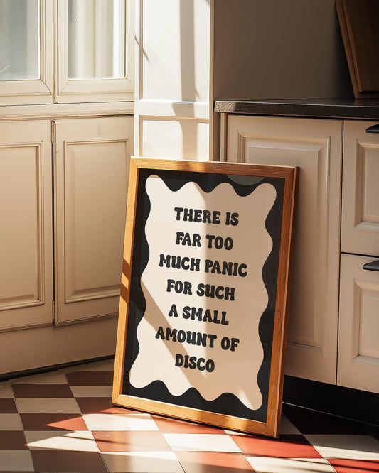 Black and White Retro Panic Print | Funny Panic Print, Too Much Panic Not Enough Disco Print Retro Wall Art, Retro Quote, Panic At The Desko