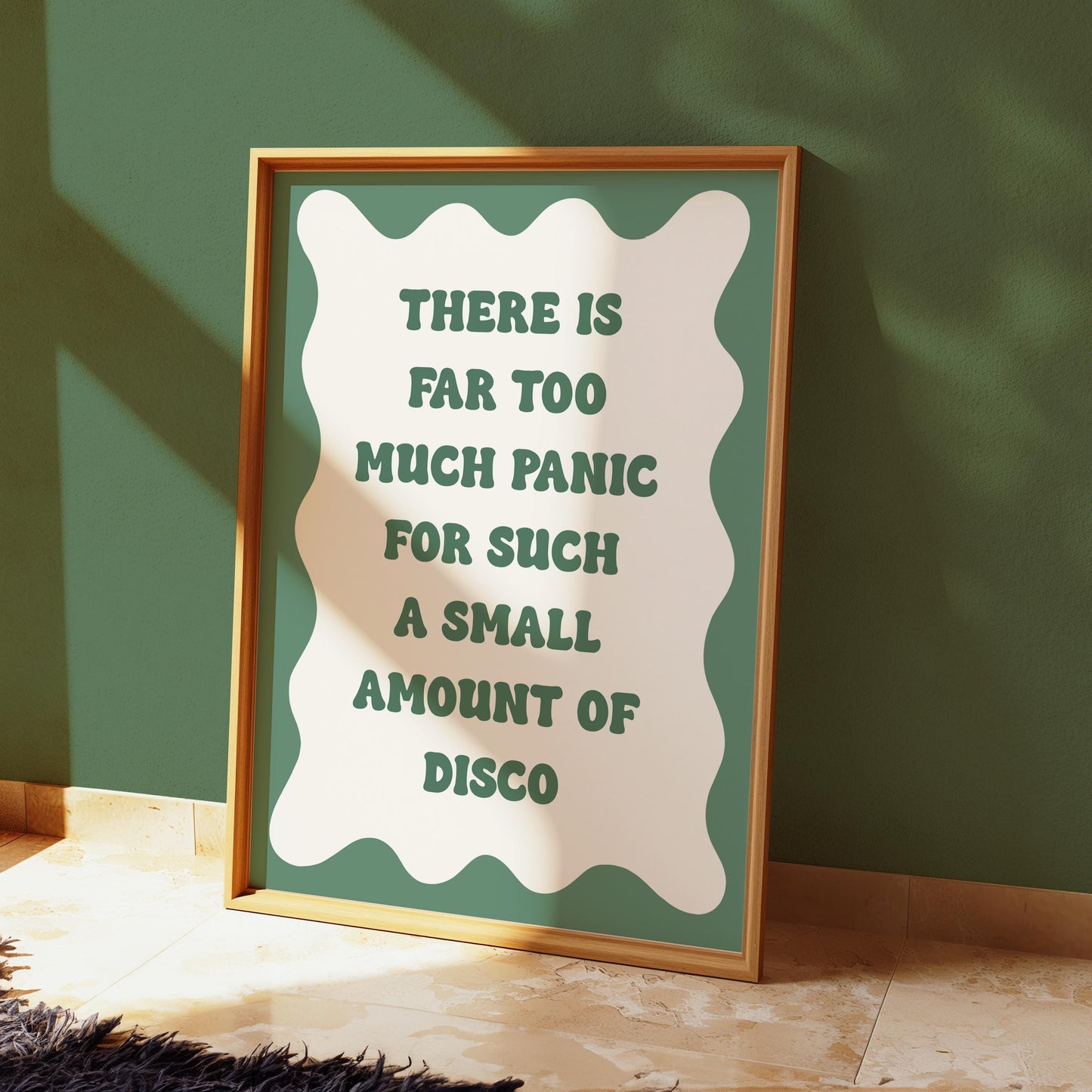 Too Much Panic Not Enough Disco | Green Retro Prints, Funny Green Prints, Funny Anxiety Prints, Funny ADHD Print, Panic Quote Funny Prints