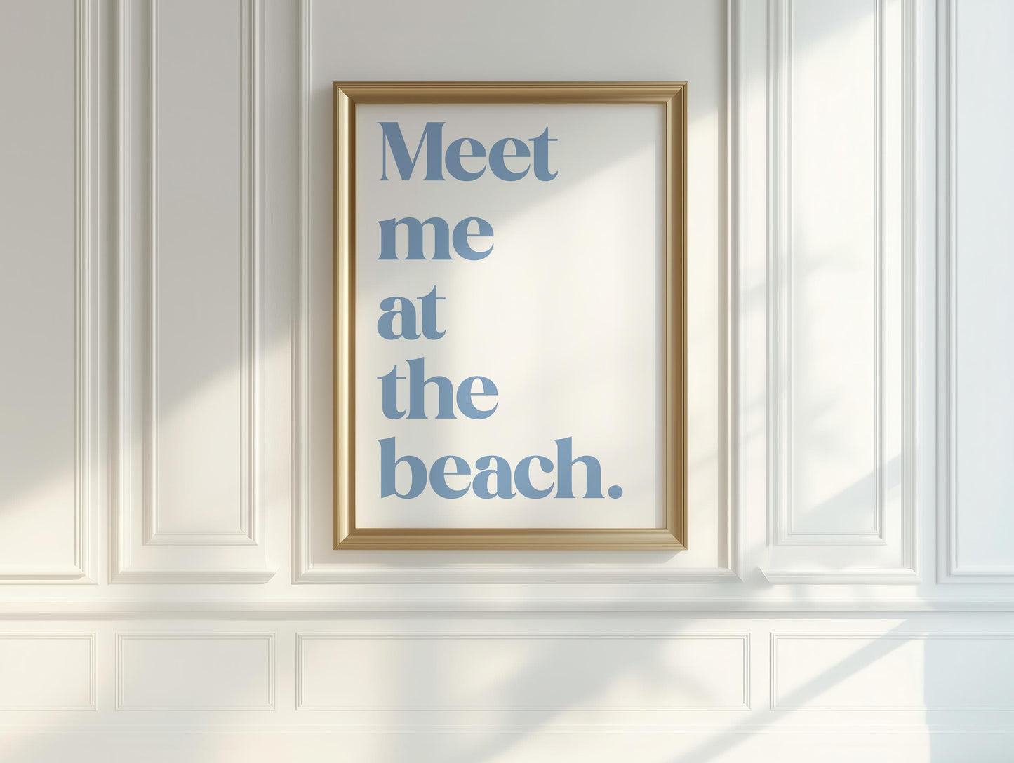 Meet Me At The Beach Print | Blue Ocean Print, Beach Wall Art, Dusky Blue Print, Beach House Wall Art Print, Girly Beach Prints, Surf Print