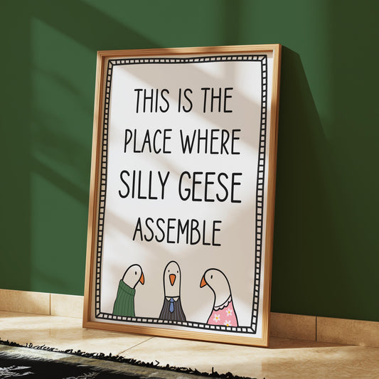 The Silly Geese Club Print | Silly Goose Juice Wall Art, Silly Goose Print, Goose Nursery Print, Cottagecore Wall Art, Silly Wall Art Prints