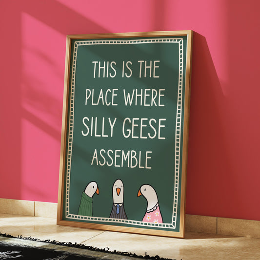 Funny Silly Goose Print | Silly Goose Wall Art Print, Silly Goose Nursery Art, Quirky Goose Print, Cottagecore Geese Print, Silly Geese Club