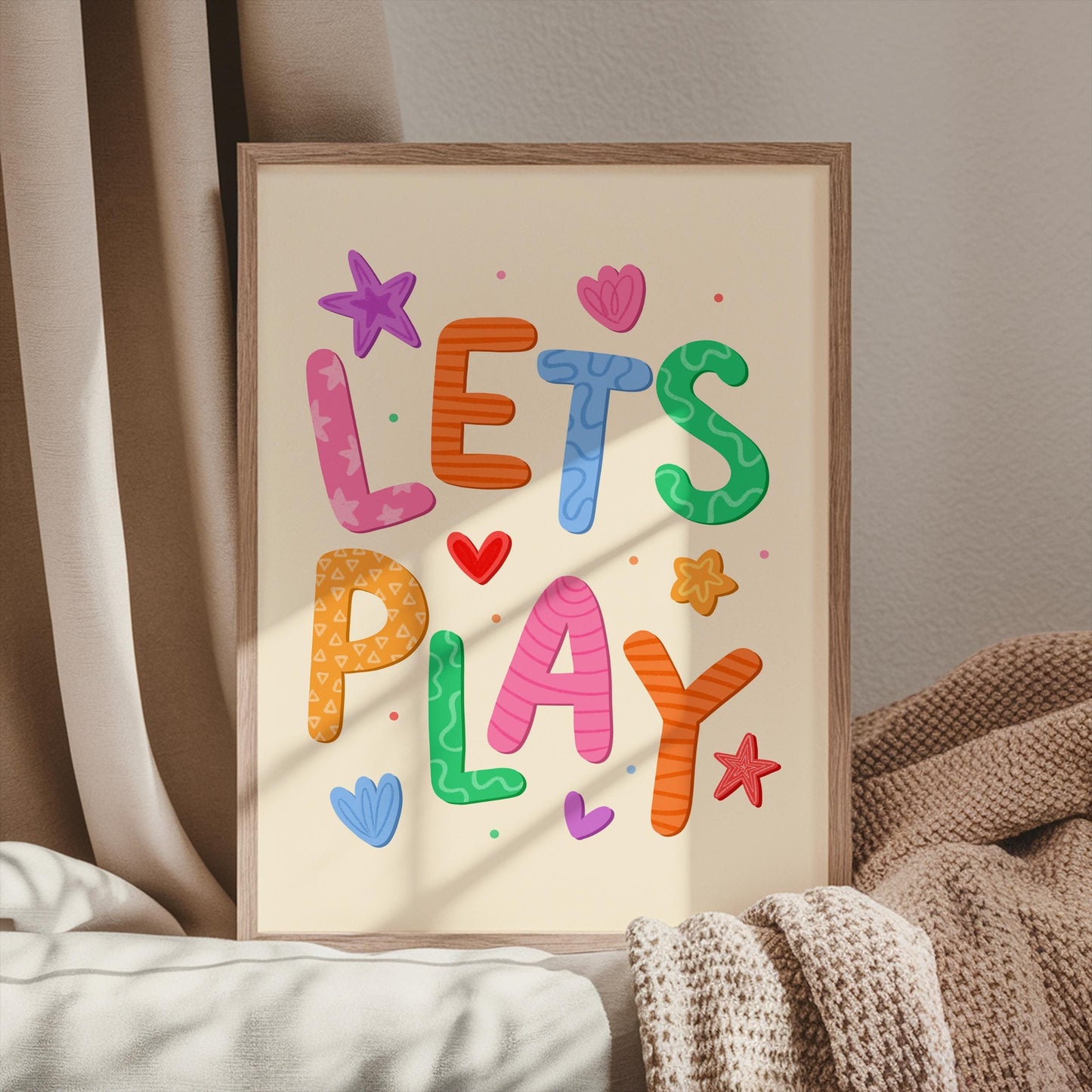 Lets Play Colourful Playroom Art | Quirky Playroom Print, Bright Nursery Print, Fun Play Corner Print, Fun Playroom Print, Fun Nursery Print