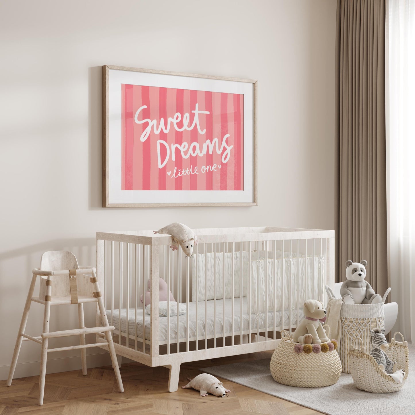 Sweet Dreams Baby Girl Print | Baby Girl Nursery Print, Girl Nursery Print, Pink Nursery Wall Art, Sweet Dreams Print, Cute Nursery Print