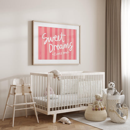 Sweet Dreams Baby Girl Print | Baby Girl Nursery Print, Girl Nursery Print, Pink Nursery Wall Art, Sweet Dreams Print, Cute Nursery Print