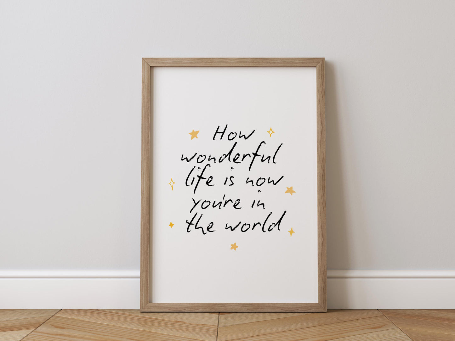How Wonderful Life Is Nursery Print | Simple Black and White Nursery Print, Nursery Art, Nursery Quote, Cute Nursery Wall Art, For Above Cot