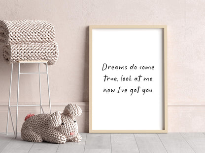 Dreams Do Come True Nursery Print | Cosy Nursery Print, Cute Wall Art for Above Cot, A3 A4 A5 Nursery Quote Print, Custom Nursery Art Prints