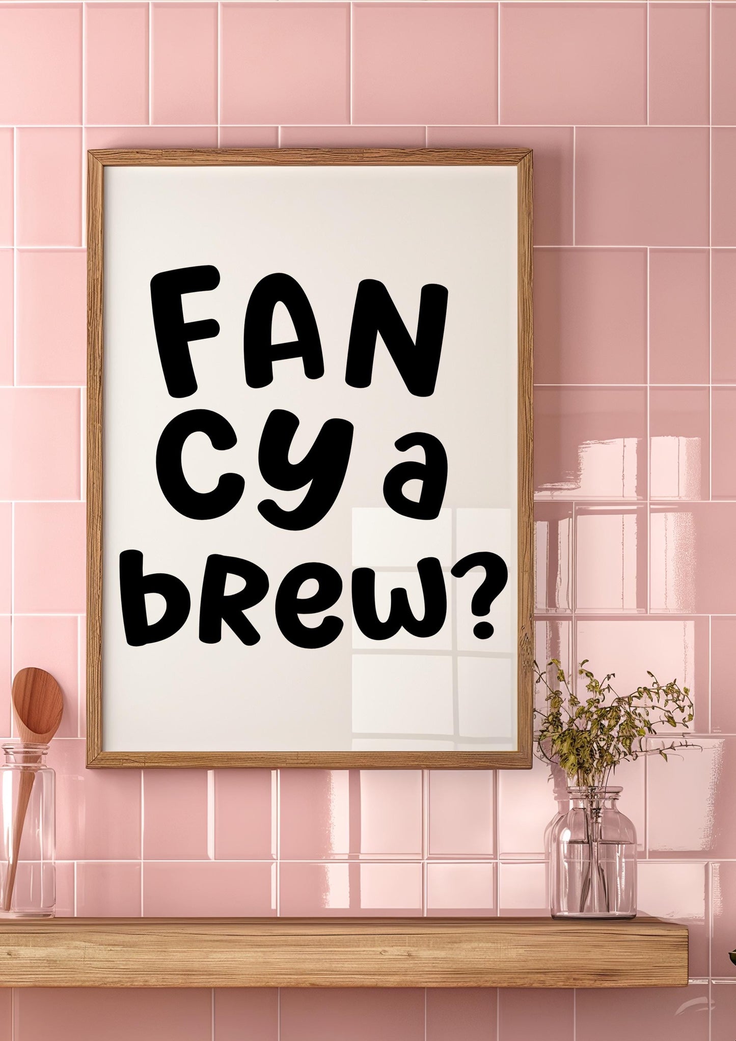 Fancy a Brew Print | Black and White Kitchen Quote, Monochrome Kitchen Wall Art, Monochrome Cuppa Print, Cuppa Tea Print, Kettle On Prints