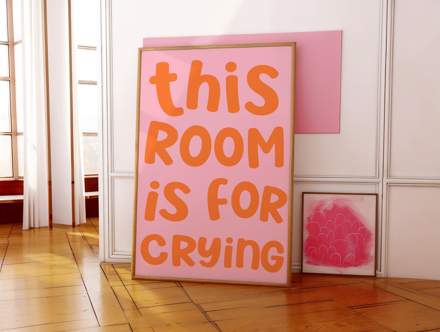 The Crying Room Funny Print | Pink and Orange Bedroom Print, Funny Office Print, Funny Work Print, Retro Colourful Bedroom Wall Art Print