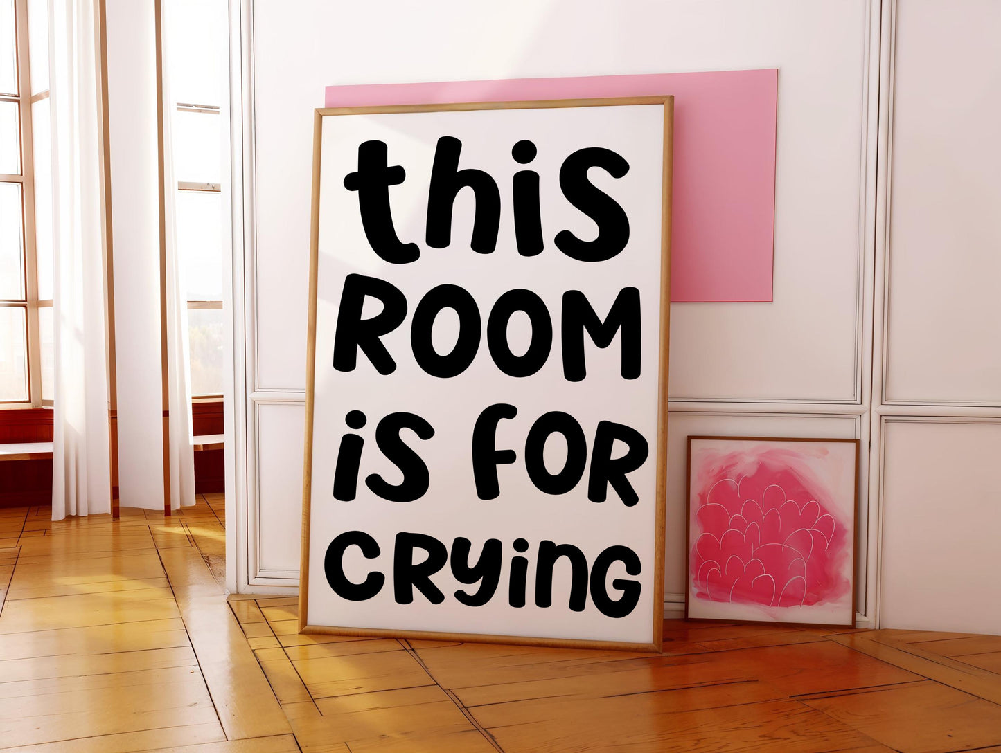 This Room is For Crying Art Print | Black and White Preppy Decor, Bedroom Quote Funny Wall Art, Funny Crying Print, Mental Health Meme