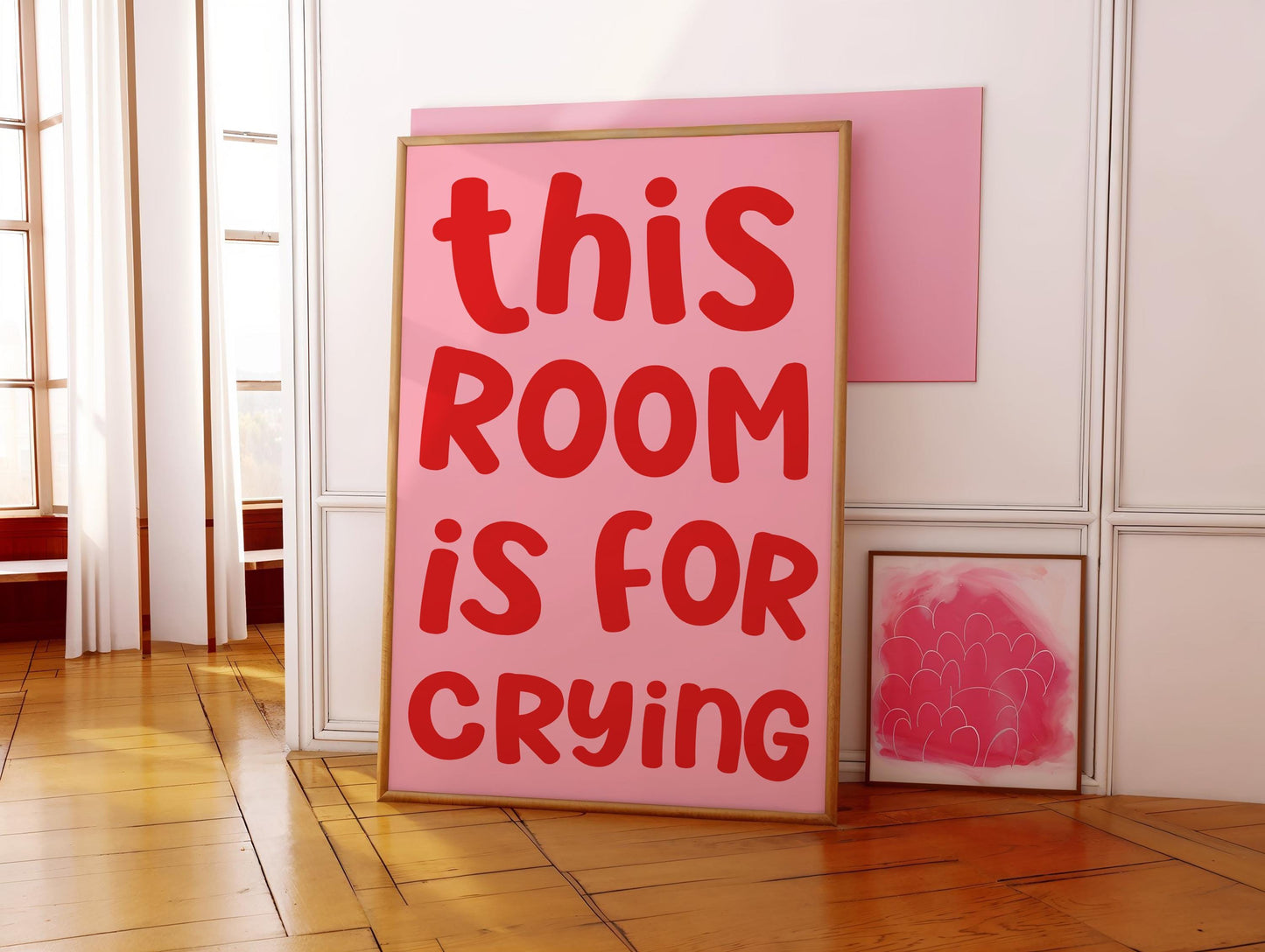 This Room Is For Crying Print | The Crying Room Print, Crying Room Door Sign, Funny Bedroom Prints, Red and Pink Bedroom Print, Girly Print
