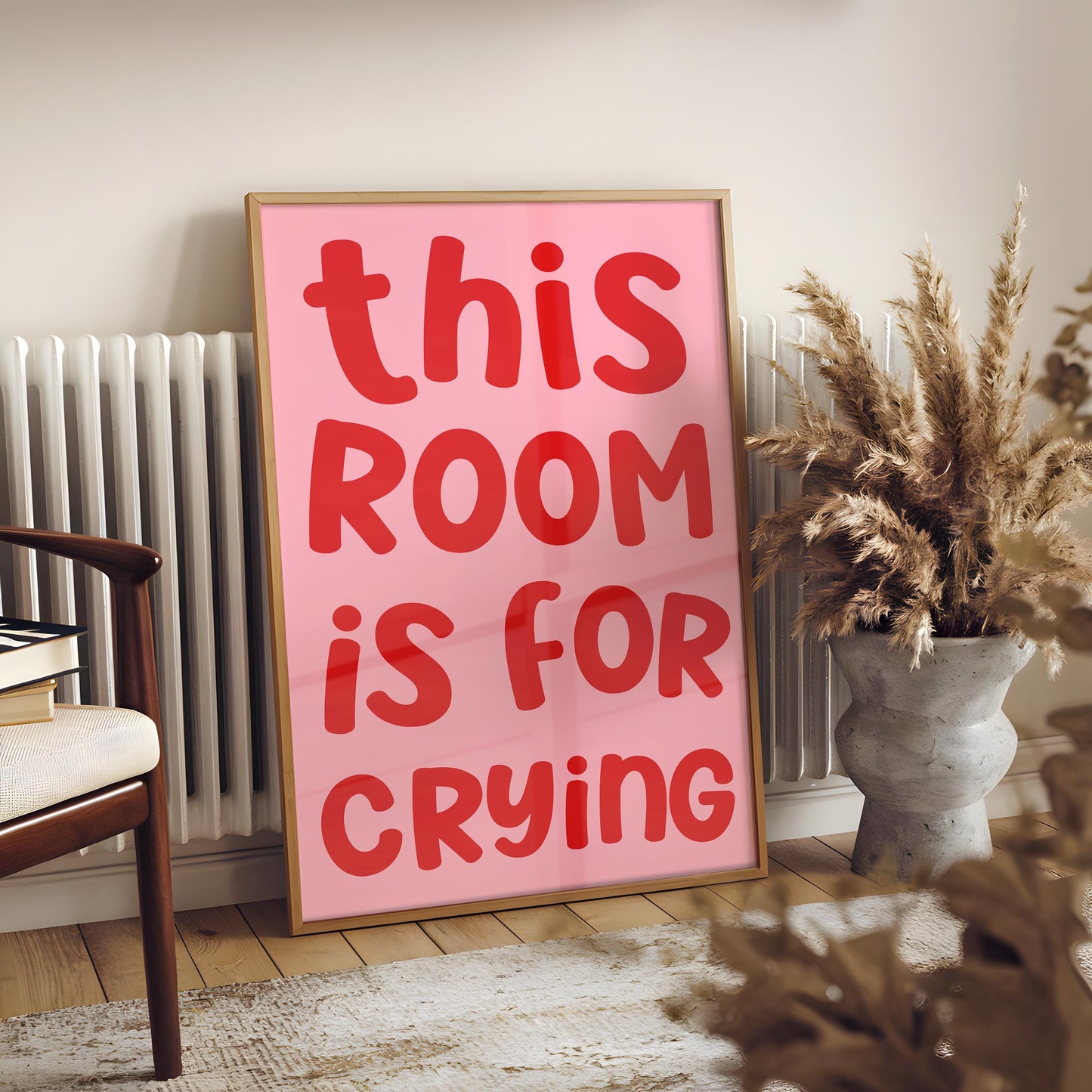 This Room Is For Crying Print | The Crying Room Print, Crying Room Door Sign, Funny Bedroom Prints, Red and Pink Bedroom Print, Girly Print