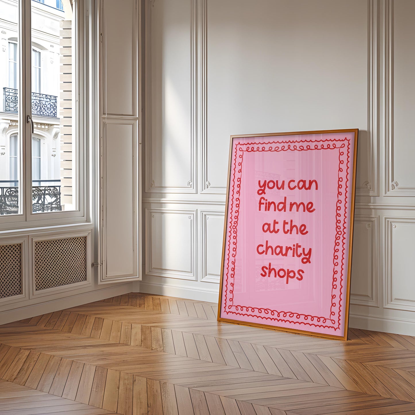 Find Me At The Charity Shops Print | Girly Thrifting Print, Girly Shopping Print, Pink and Red Print, Preppy Thrift Print, Love To Thrift