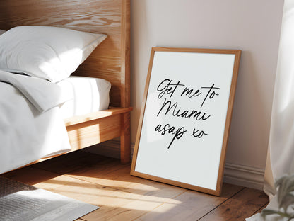 Miami Wall Art Print | Travel Print, Holiday Print, Black and White Travel Print, Travel Lover Quote, Travel Definition Print, Travelling