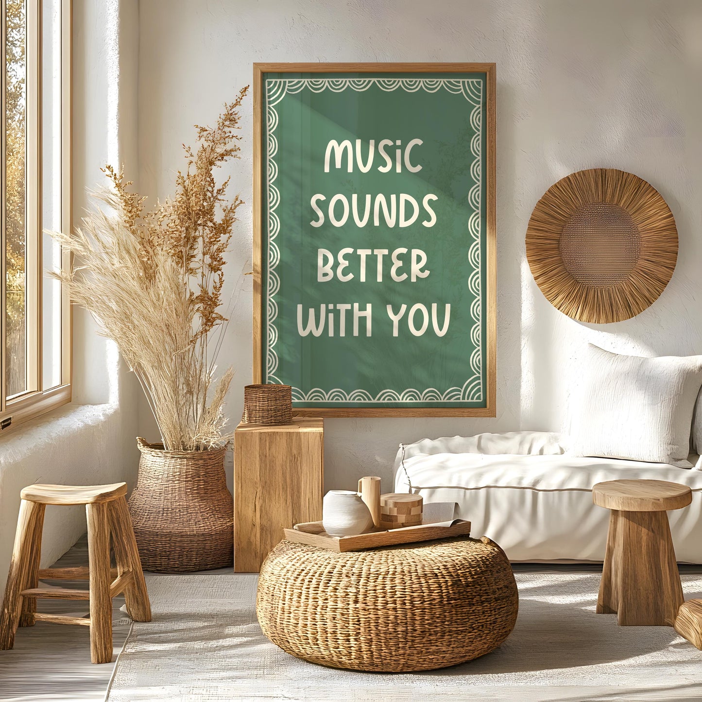Music Sounds Better With You Print | Green Lyric Print, 90s Lyric Print, Retro 90s Print, Music Quote Print, Music Lover Quote, Music Lyrics