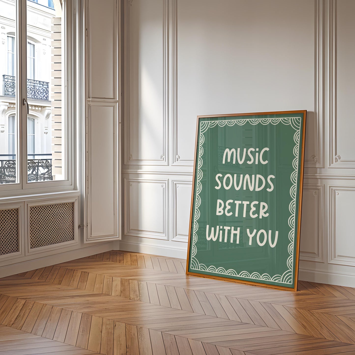 Music Sounds Better With You Print | Green Lyric Print, 90s Lyric Print, Retro 90s Print, Music Quote Print, Music Lover Quote, Music Lyrics