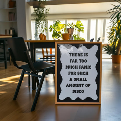 Black and White Retro Panic Print | Funny Panic Print, Too Much Panic Not Enough Disco Print Retro Wall Art, Retro Quote, Panic At The Desko