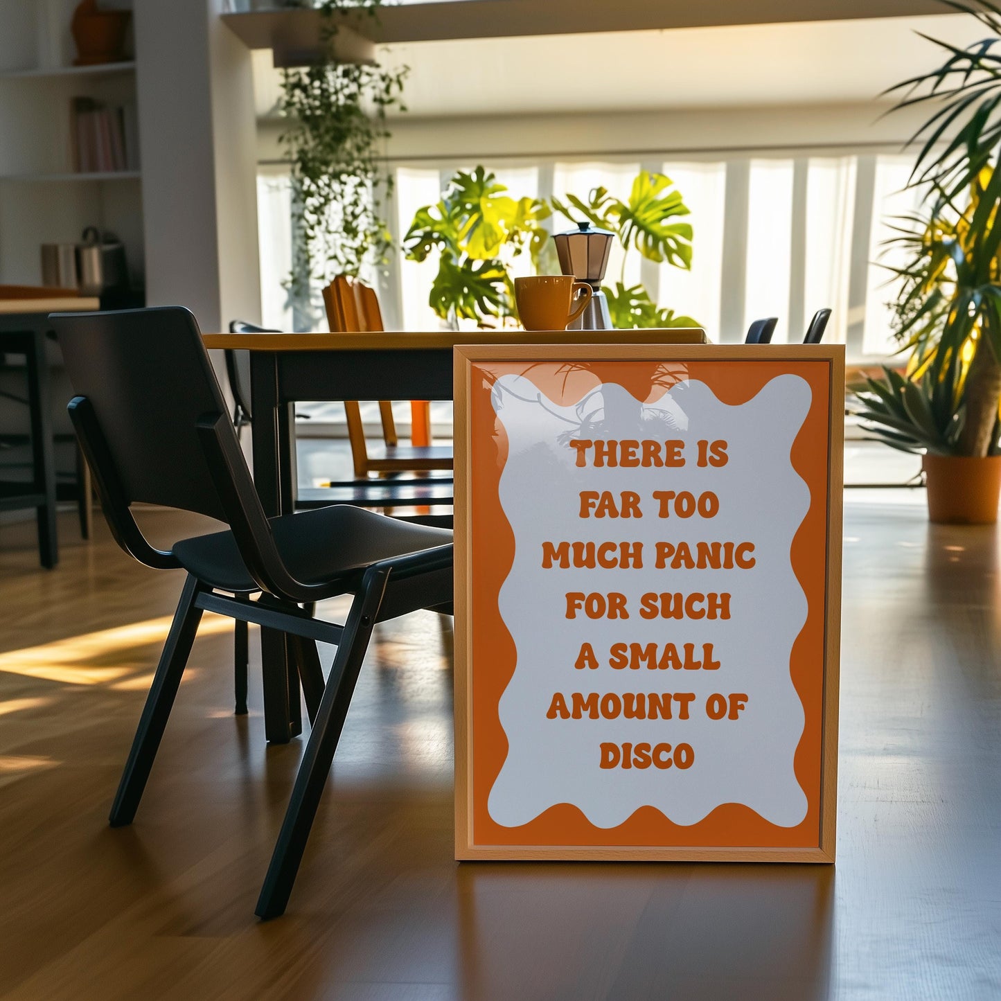 Orange Funny Panic Disco Print | Too Much Panic Not Enough Disco Print, Funny Anxiety Print, Retro Orange Wall Art, Funny Quote Print Retro
