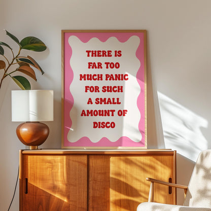 Too Much Panic Print | Pink and Red Quote Print, Pink And Red Preppy Print, Trendy Bedroom Print, Funny Girly Quote, Trendy Bedroom Prints
