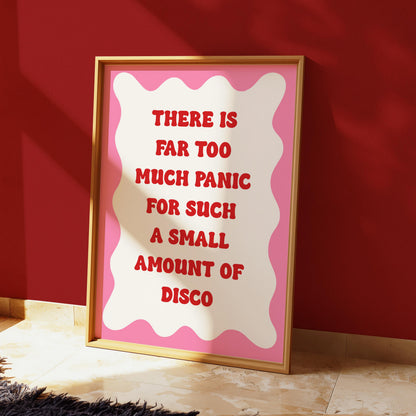 Too Much Panic Print | Pink and Red Quote Print, Pink And Red Preppy Print, Trendy Bedroom Print, Funny Girly Quote, Trendy Bedroom Prints