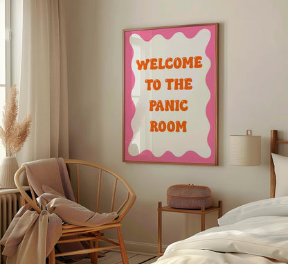 Funny Panic Room Print | Pink and Orange Bedroom Prints, Pink and Orange Retro Quote, Funny Panic Print, Funny Anxiety Print, Trendy Prints