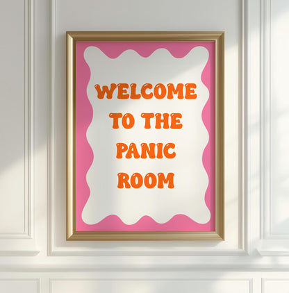 Funny Panic Room Print | Pink and Orange Bedroom Prints, Pink and Orange Retro Quote, Funny Panic Print, Funny Anxiety Print, Trendy Prints