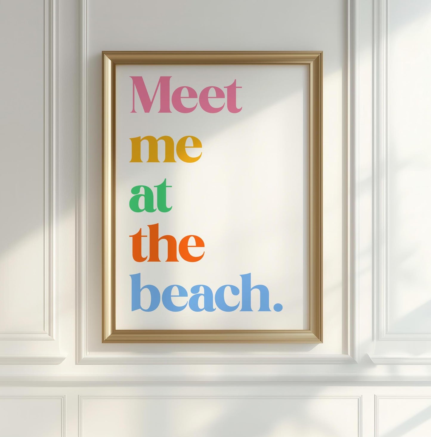 Meet Me At The Beach Print | Coastal Typography Poster, Beach House Decor Ocean Wall Art Print, Home Decor, Meet Me At The Beach Wall Decor
