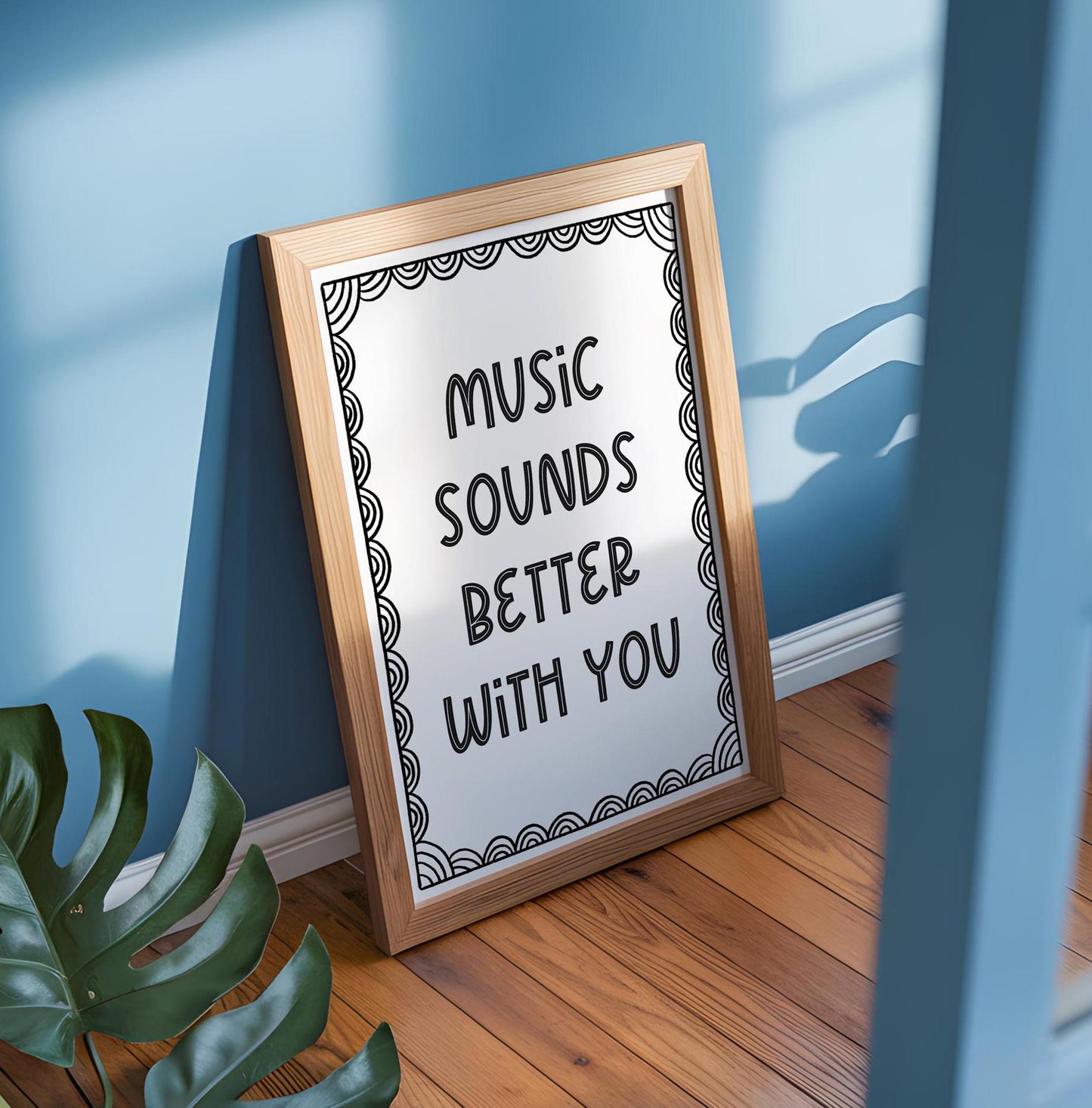 The Music Sounds Better With You Print | This Song Reminds Me Of You Print, 90s Retro Lyric Art, Retro Quote Prints, Music Lover Wall Art
