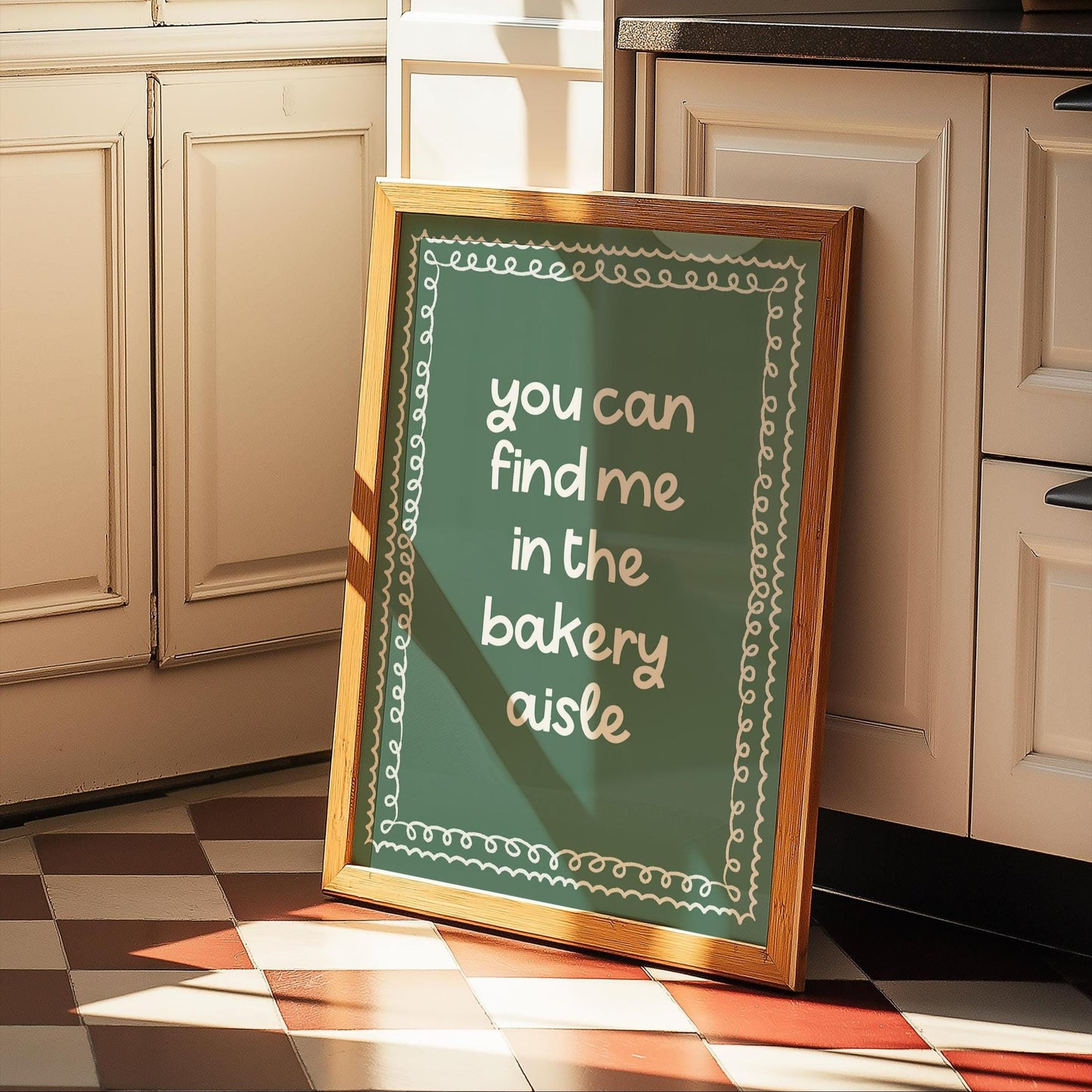 Find Me In The Bakery Aisle Print | Bakery Print, Cute Baking Print, Cute Kitchen Print, Cute Kitchen Quote, Sage Kitchen, Green Kitchen Art