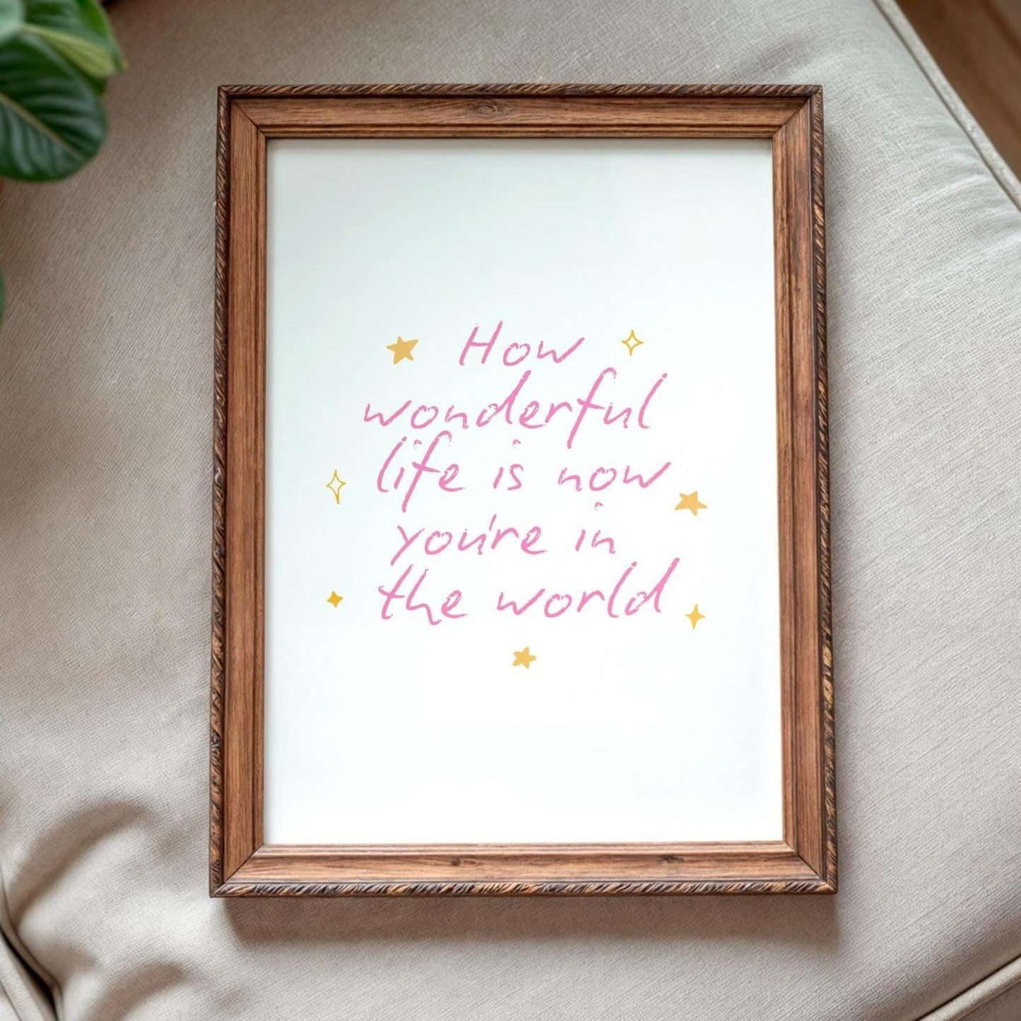 How Wonderful Life Is Nursery Print Pink | Pink Nursery Wall Art, Nursery Quotes, Baby Shower Gift, Girl Nursery Print, Baby Girl Gift Ideas