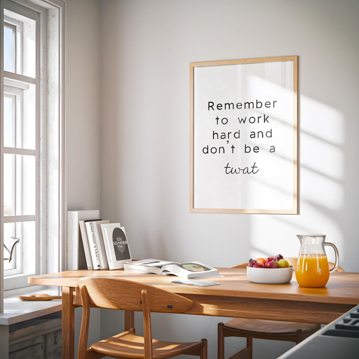 Work Hard & Don't Be a Twat Print | Funny Work From Home Print, Funny Office Art, Funny Office Quote, Work Quote Sweary, British Swear Print