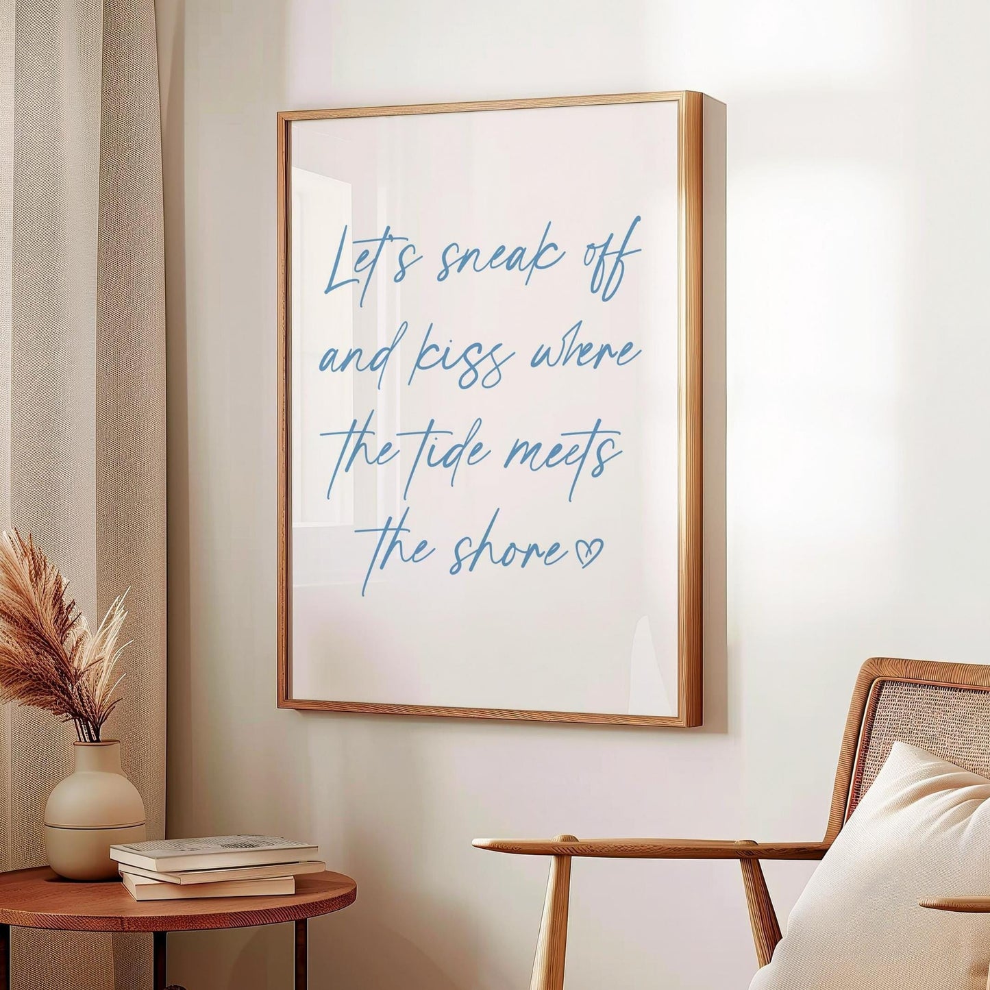 Lets Sneak Off Print | Blue Wall Art Prints, Blue Calligraphy Print, Romantic Wall Art, Romantic Bedroom Prints, Love Quotes Wall Art Prints