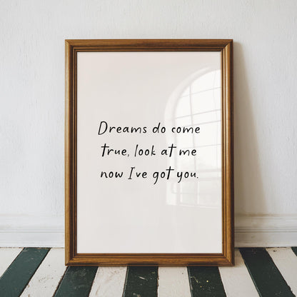 Dreams Do Come True Nursery Print | Cosy Nursery Print, Cute Wall Art for Above Cot, A3 A4 A5 Nursery Quote Print, Custom Nursery Art Prints