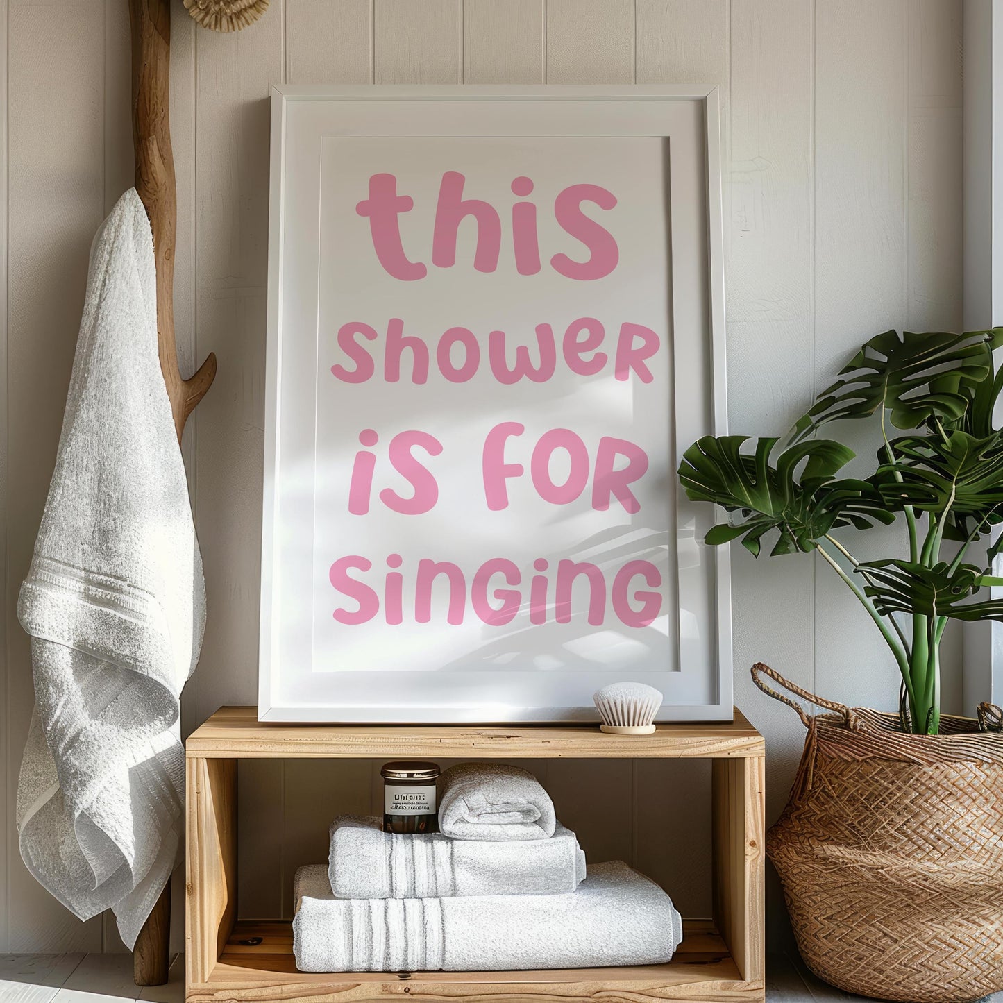 Pink Shower Karaoke Print | Preppy Bathroom Prints, Girly Bathroom Sign, Shower Karaoke Print, Shower Karaoke Quote, Fun Girly Shower Signs