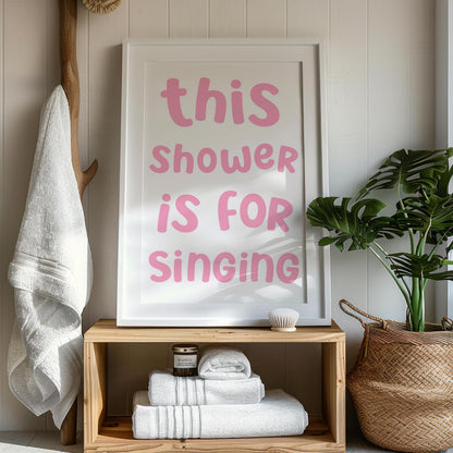 Pink Shower Karaoke Print | Preppy Bathroom Prints, Girly Bathroom Sign, Shower Karaoke Print, Shower Karaoke Quote, Fun Girly Shower Signs