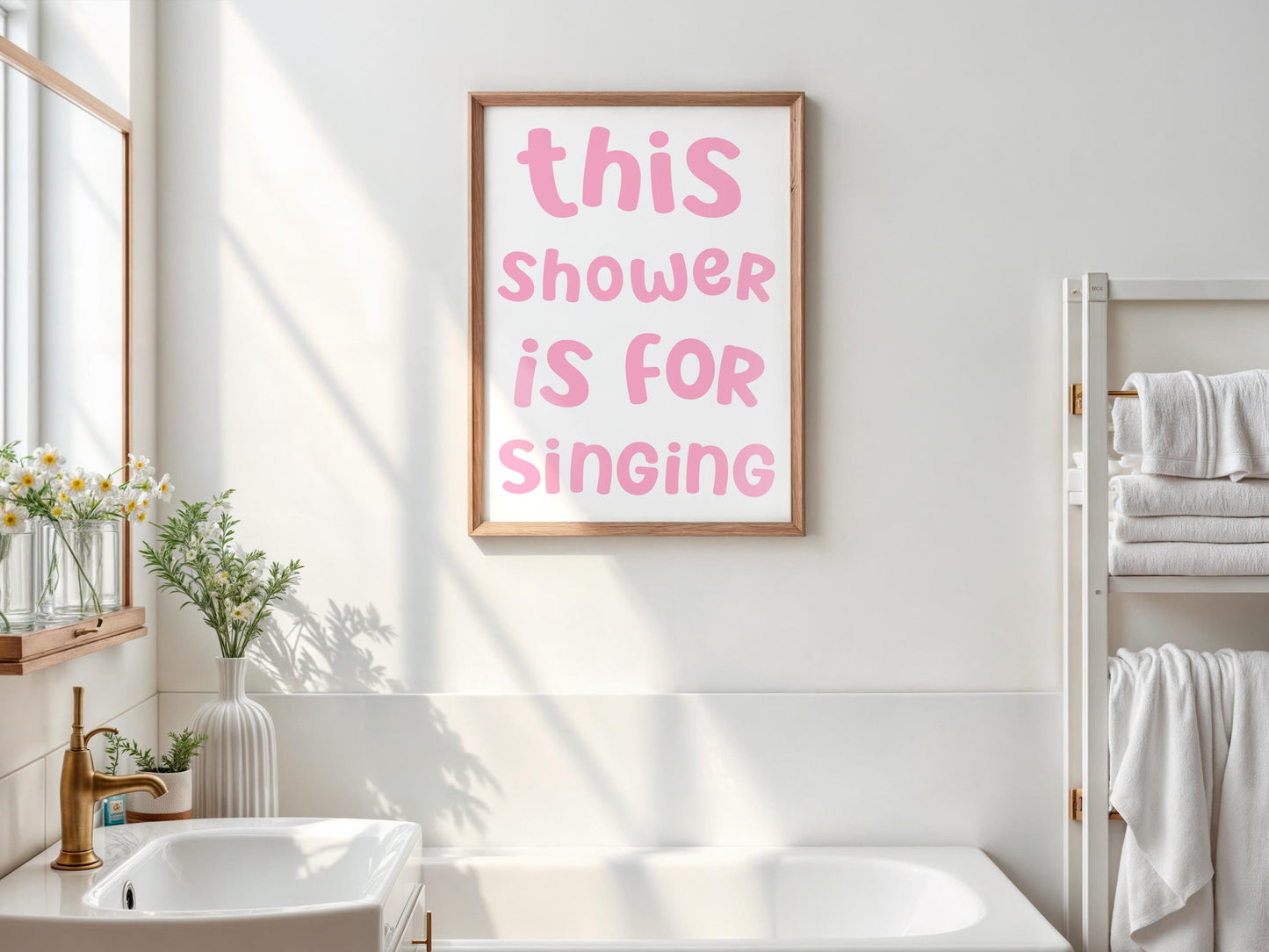 Pink Shower Karaoke Print | Preppy Bathroom Prints, Girly Bathroom Sign, Shower Karaoke Print, Shower Karaoke Quote, Fun Girly Shower Signs