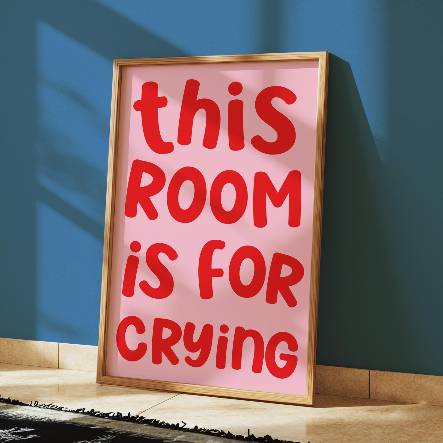 This Room Is For Crying Print | The Crying Room Print, Crying Room Door Sign, Funny Bedroom Prints, Red and Pink Bedroom Print, Girly Print