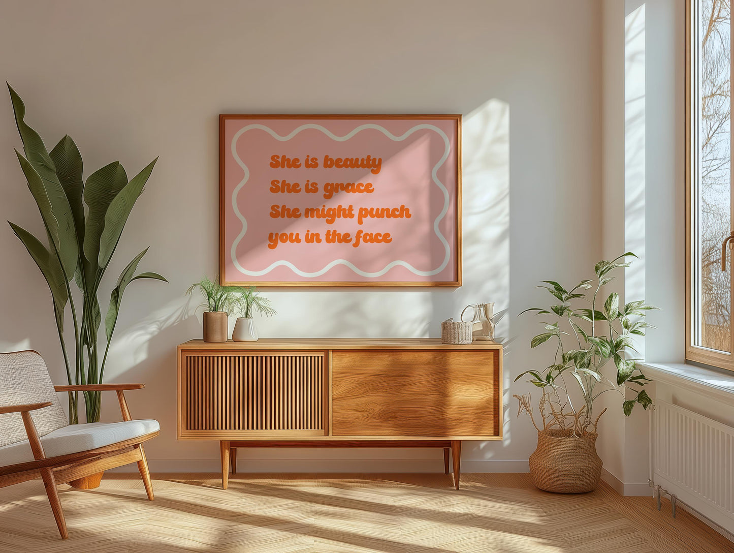 She Is Beauty She Is Grace She Might Punch You In The Face Print | Feminism Print, Funny Girly Prints, Teen Girl Prints, for Teenagers Room